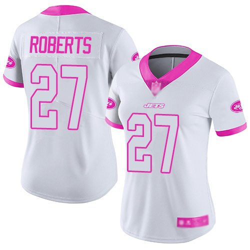 New York Jets Limited White Pink Women Darryl Roberts Jersey NFL Football #27 Rush Fashion